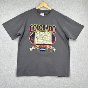 Colorado Shirt Mens Large Gray Landmarks Flag Columbine Short Sleeve Tee T-Shirt